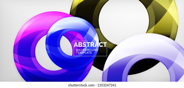 Glossy circles geometric background, vector illustration