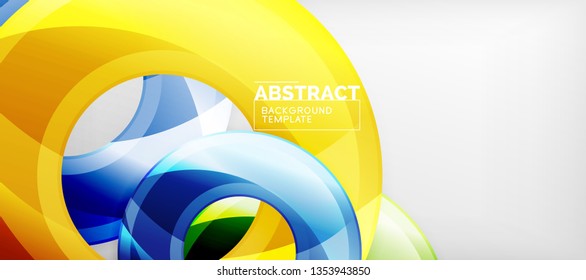 Fondo geométrico de círculos brillante, ilustración vectorial