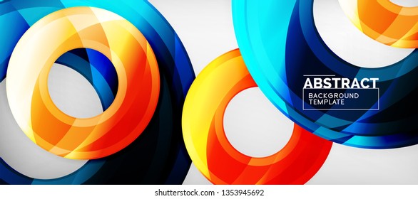 Fondo geométrico de círculos brillante, ilustración vectorial