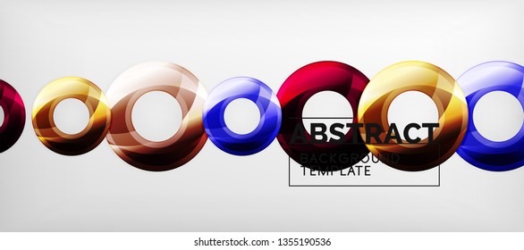 Glossy circles geometric background, vector illustration