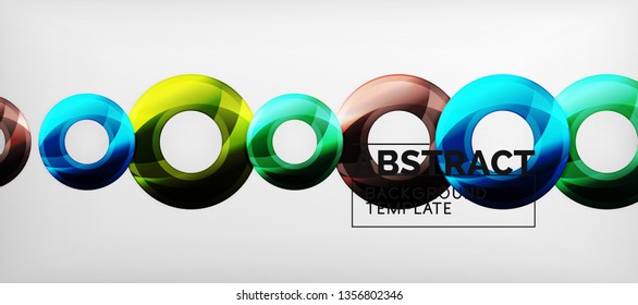 Glossy circles geometric background, vector illustration