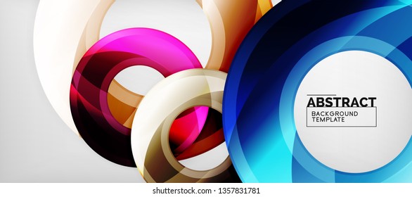 Glossy circles geometric background, vector illustration