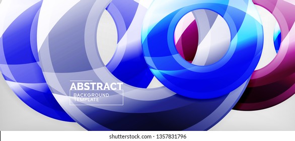 Glossy circles geometric background, vector illustration