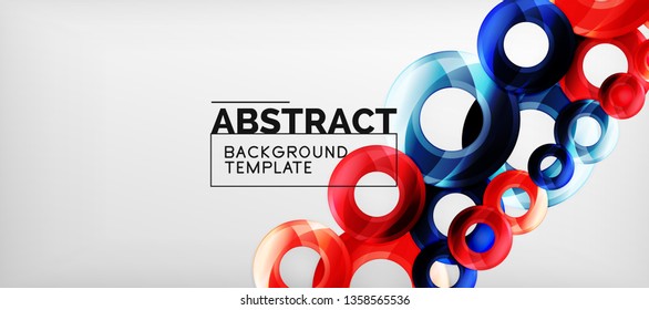 Glossy circles geometric background, vector illustration