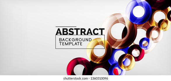 Glossy circles geometric background, vector illustration