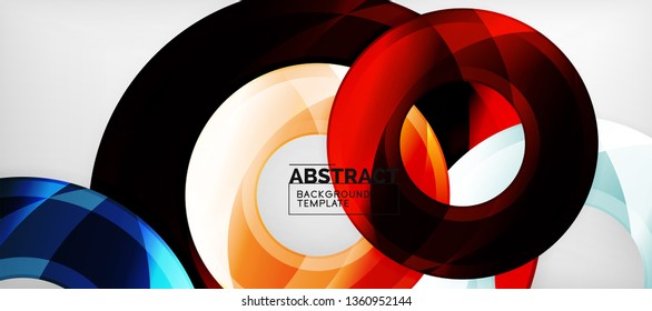 Glossy circles geometric background, vector illustration