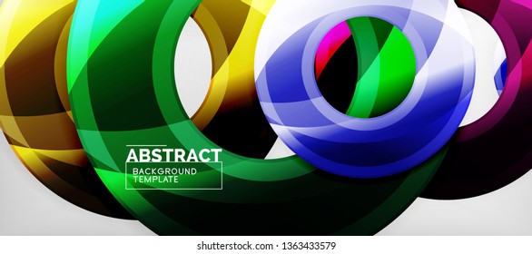 Fondo geométrico de círculos brillante, ilustración vectorial