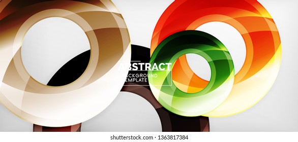 Fondo geométrico de círculos brillante, ilustración vectorial
