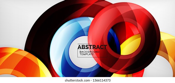 Glossy circles geometric background, vector illustration