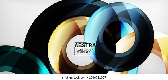 Fondo geométrico de círculos brillante, ilustración vectorial