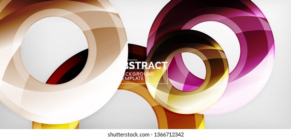 Glossy circles geometric background, vector illustration