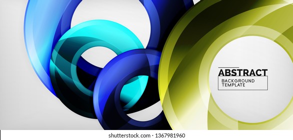 Fondo geométrico de círculos brillante, ilustración vectorial