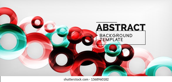 Glossy circles geometric background, vector illustration