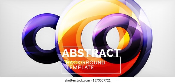Glossy circles geometric background, vector illustration