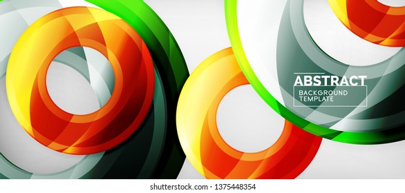 Glossy circles geometric background, vector illustration