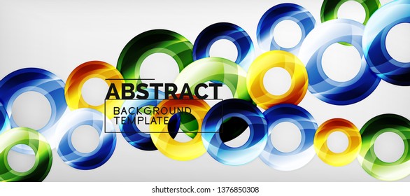 Glossy circles geometric background, vector illustration