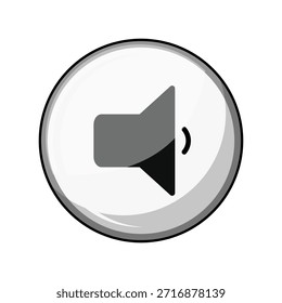 Botón de altavoz circular brillante con ondas de sonido sobre un fondo blanco, que representa el control de volumen, la reproducción de medios y las Configuraciones de audio uiux para el Web y el diseño del App