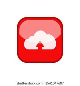 Glossy Cloud Back Up Icon Isolated On White Background. Shining Cloud Back Up Button Icon Design. Vector Illustration EPS 10