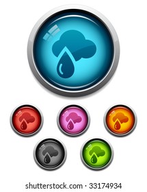 Glossy cloud button icon set in 6 colors