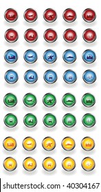 Glossy collection of colored transportation symbols