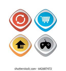 glossy color app icon button game asset theme vector art set