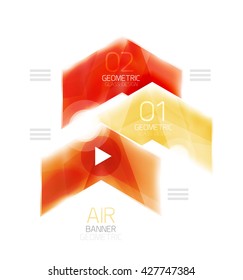 Glossy color arrow shapes with option infographic and buttons. Vector web information box