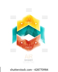 Glossy color arrow shapes with option infographic and buttons. Vector web information box