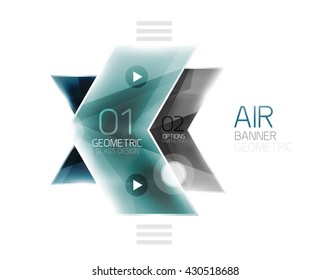 Glossy color arrow shapes with option infographic and buttons. Vector web information box