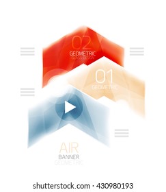 Glossy color arrow shapes with option infographic and buttons. Vector web information box