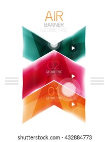 Glossy color arrow shapes with option infographic and buttons. Vector web information box