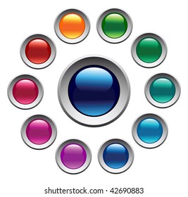 Juego de botones de color brillante. Vector.