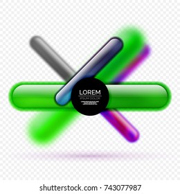 Glossy color glass stripes, rectangle round shapes, background, vector illustration of abstract background