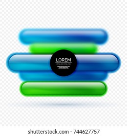 Glossy color glass stripes, rectangle round shapes, background, vector illustration of abstract background