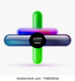 Bandas de vidrio de color brillante, formas redondeadas rectangulares, fondo, ilustración vectorial de fondo abstracto