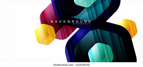 Color brillante hexágono fondo de composición moderna, diseño de vidrio brillante, vector