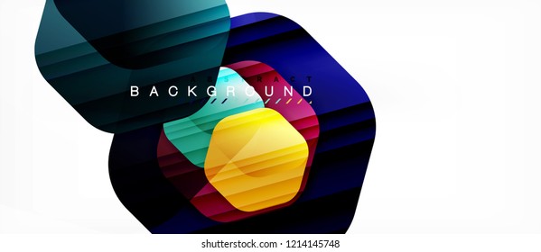 Glossy-Farb-Hexagons, moderner Kompositionshintergrund, glänzendes Glasdesign, Vektorgrafik