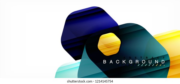 Color brillante hexágono fondo de composición moderna, diseño de vidrio brillante, vector