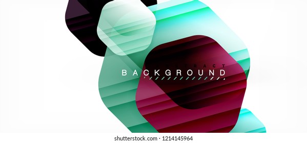 Glossy color hexagons modern composition background, shiny glass design, vector
