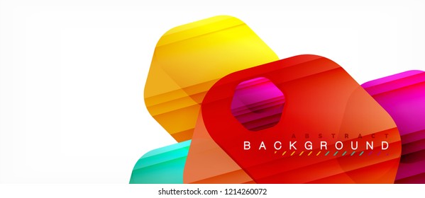 Color brillante hexágono fondo de composición moderna, diseño de vidrio brillante, vector