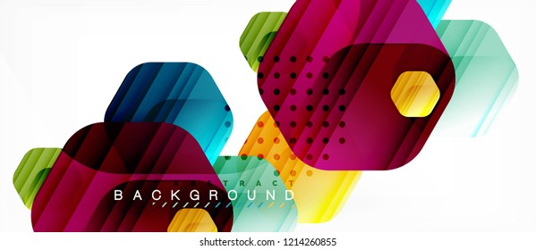 Color brillante hexágono fondo de composición moderna, diseño de vidrio brillante, vector