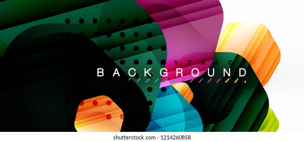 Color brillante hexágono fondo de composición moderna, diseño de vidrio brillante, vector