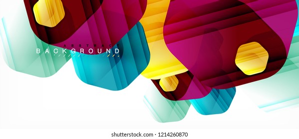 Color brillante hexágono fondo de composición moderna, diseño de vidrio brillante, vector