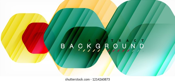 Color brillante hexágono fondo de composición moderna, diseño de vidrio brillante, vector