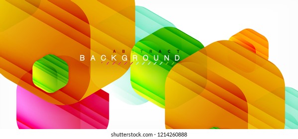 Color brillante hexágono fondo de composición moderna, diseño de vidrio brillante, vector