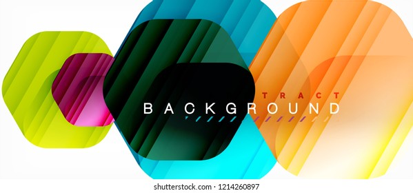 Glossy-Farb-Hexagons, moderner Kompositionshintergrund, glänzendes Glasdesign, Vektorgrafik