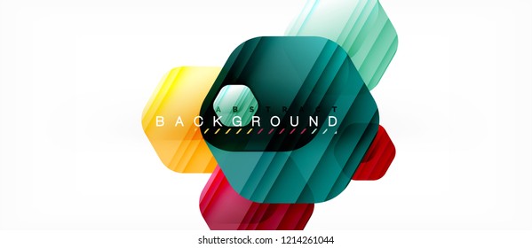 Glossy-Farb-Hexagons, moderner Kompositionshintergrund, glänzendes Glasdesign, Vektorgrafik