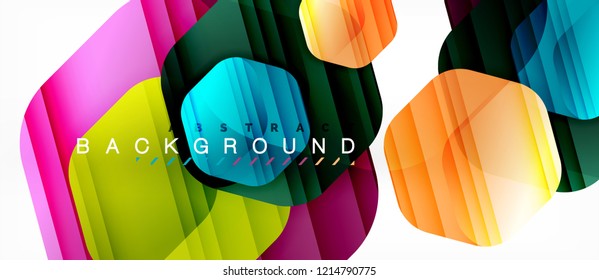 Color brillante hexágono fondo de composición moderna, diseño de vidrio brillante, vector