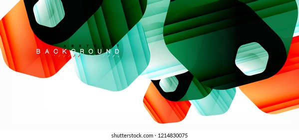 Hexágonos de cor brilhante fundo composição moderna, design de vidro brilhante, vetor