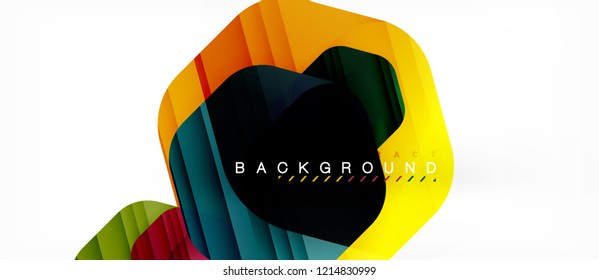Glossy color hexagons modern composition background, shiny glass design, vector