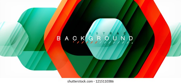 Color brillante hexágono fondo de composición moderna, diseño de vidrio brillante, vector